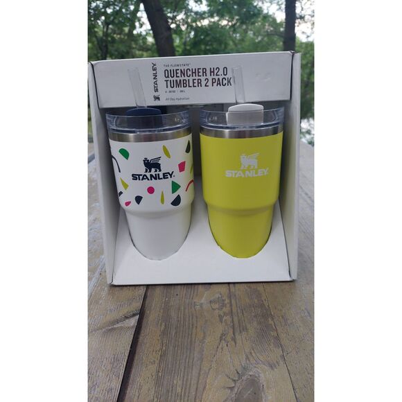 Stanley Quencher H2.0 Tumbler 2 Pack Two 20 oz Abstract Geo / Electric Yellow - Picture 1 of 5
